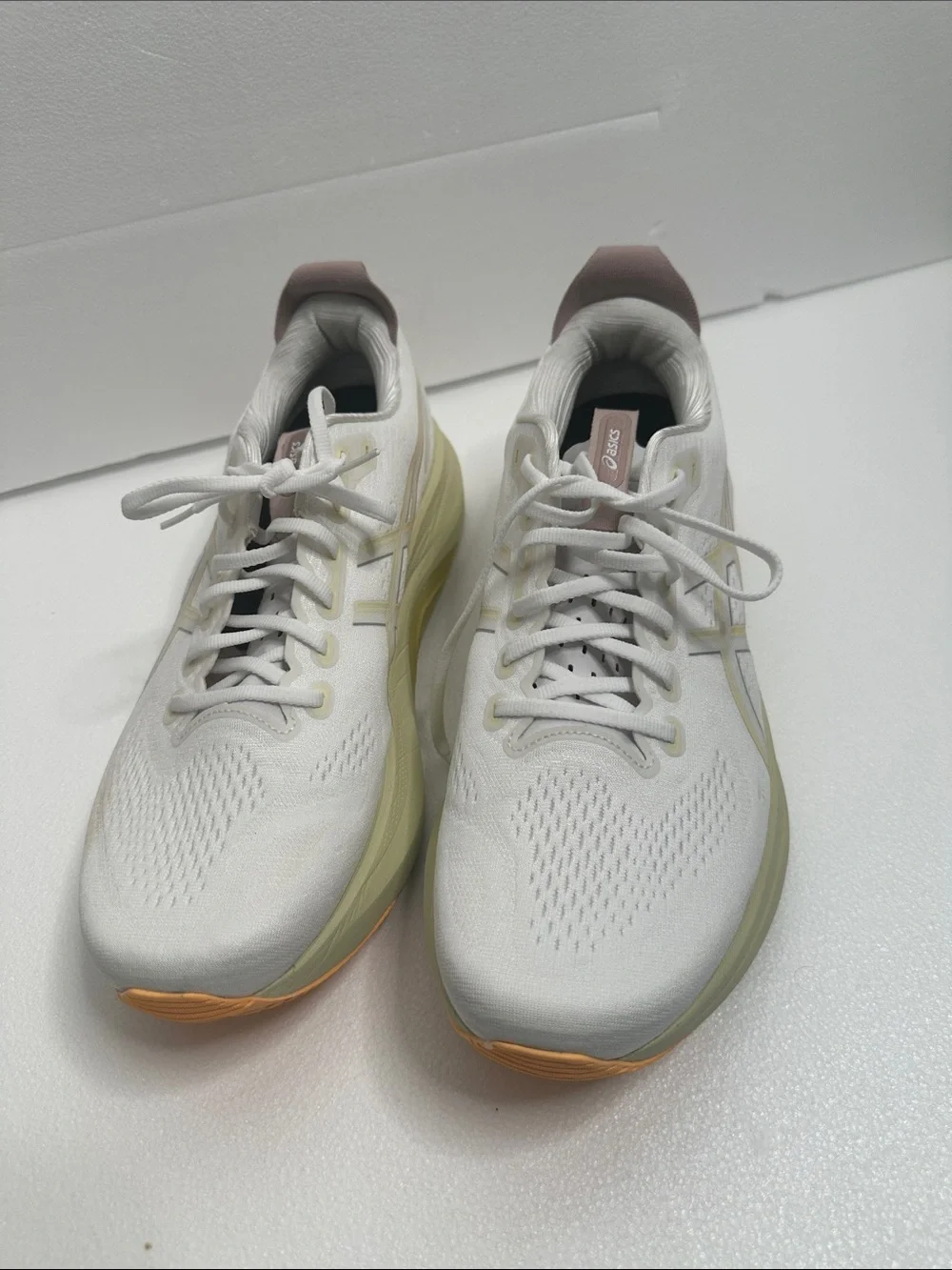 Asics 4D guidance system white Running Shoes with Pale Yellow Midsole  Pink 12